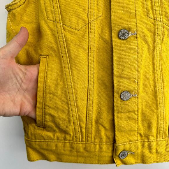 Levi's Mustard Yellow Denim Sleeveless Vest Youth Medium Colorful Bright Bold - Picture 7 of 13